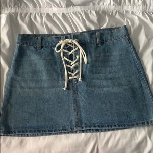 Denim lace up skirt